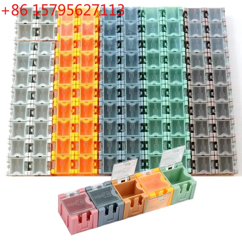100pcs SMT Component Box SMD Storage Box PCB Component Organizer Portable Container Electronic Case Kit (Random Color)
