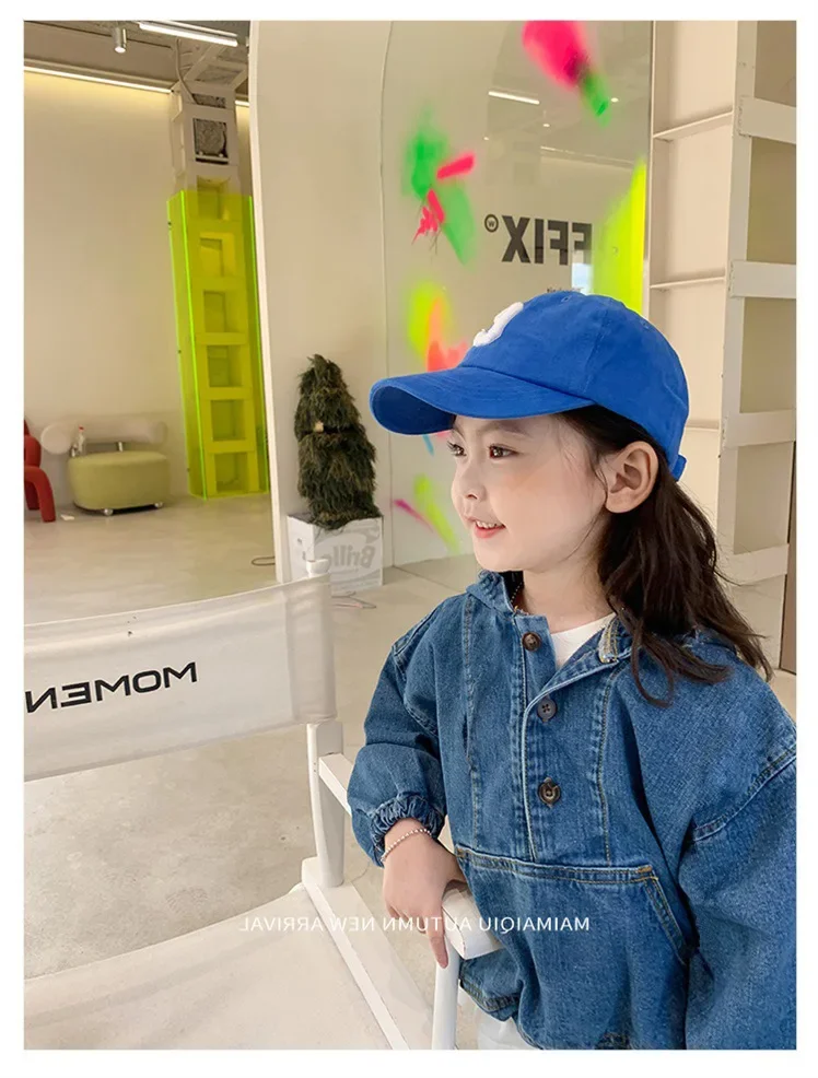 Jackets Girl Cowboy Hooded Loose Coat Autumn New Korean Zipper Versatile Children Tops Tide Simple 2024 Soild Fashion