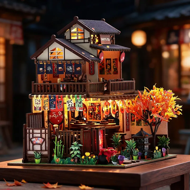 DIY Miniature Doll House Kit with LED Light 3D Wooden Puzzle Building with Full Furniture Xmas Birthday Gift Dollhouse
