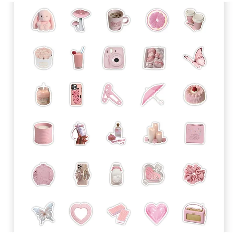 100 Stück Cartoon süße rosa kreative Persönlichkeit Doodle dekorative Aufkleber
