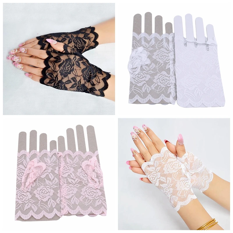 Women Lace Gloves Sexy Dress‑Up Driving Spring‑Summer Fingerless Short Fashion Clothing Accessories For Female