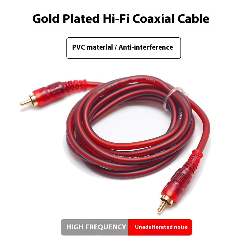 CO001 Gold Plated Pure Copper Coaxial Cable RCA Lotus Cable Male to Male AV Audio/Video Cable 5.1 Surround Digital Cable