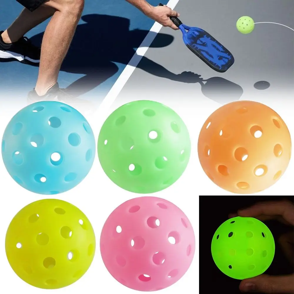 Multicolor Luminous Pickleball Creative Glow in The Dark 74MM 40 Holes Glowing Balls Elastic PE Ball Indoor Utdoor