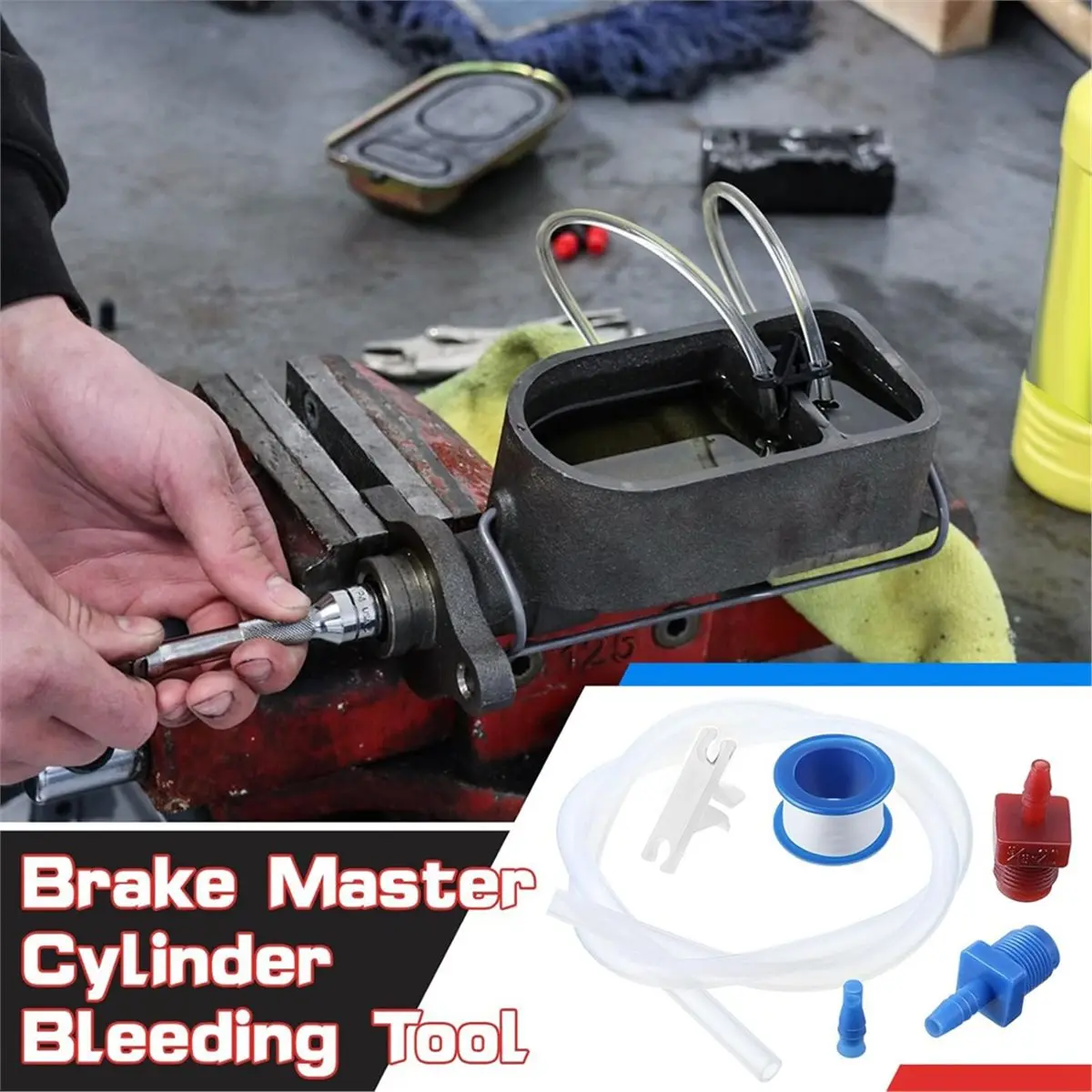 HGHO Master Cylinder Bleeder Kit Replacement for 14151, 22 Inch Hose, Clip, SAE and Metric Fittings Universal Fit