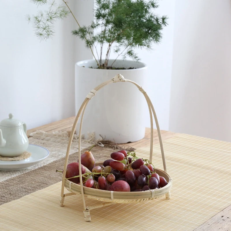 NEW HOT In Stock-Baskets Tier Rack Fruit Bread Food Storage Kitchen Decorate Round Plate Stand Container Storage Rack