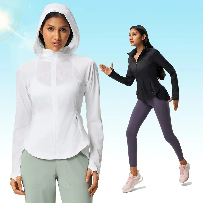 Summer Outdoor UPF50+ UV Protection Skin Jacket Women Lightweight Quick Dry Slim Breathable Sports Sunscreen Hooded Jacket Coat