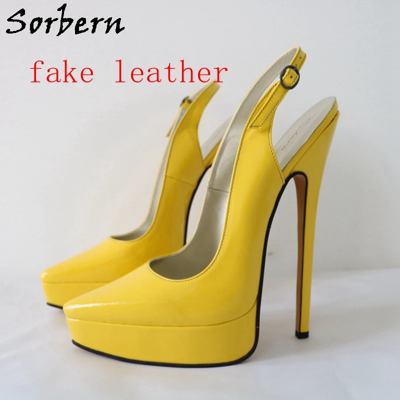 Sorbern białe Slingback kobiety buty Pump 20Cm wysoki obcas platformy szpiczasty palce poślizgu na lato w stylu buty na zamówienie 18Cm obcasy