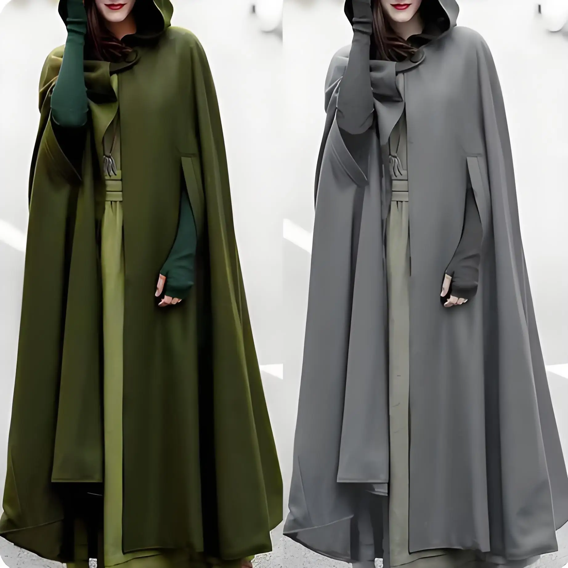 Assassin role-playing fashion long sleeved cloak retro medieval Gothic hooded cloak thin coat female vampire devil cape