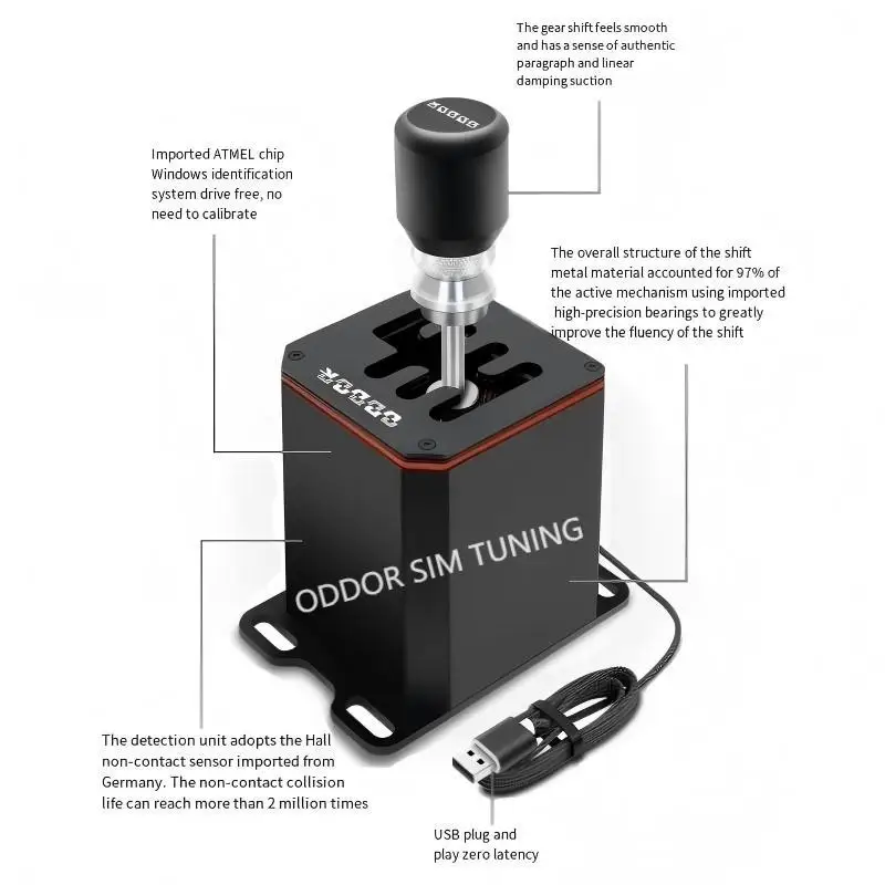 ODDOR PC USB H-Pattern Shifter-Compatible with Logitech , MOZA , Thrustmaster - Euro Truck Simulator 2 & DiRT Rally Racing Gear