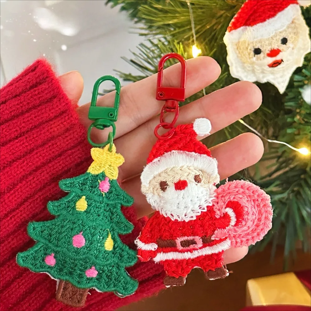 نسج عيد الميلاد المفاتيح قلادة شجرة عيد الميلاد ثلج الكرتون سانتا كلوز سلاسل المفاتيح عيد الميلاد ألعاب من نسيج مخملي معلقة الملحقات #3