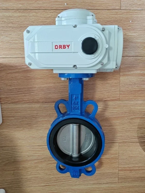 4 بوصة DN 100 DC24v المحرك التلقائي فراشة صمام رقاقة نوع القناة الحديد الكهربائية صمام فراشة بمحرك