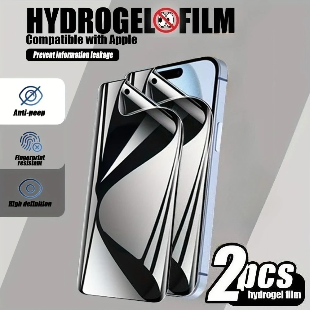 

2Pcs Full Cover Privacy Hydrogel Film for iPhone 17 16 15 14 Pro Max Air 13 12 11 Pro 16 15 Plus Anti-Scratch Screen Protectors