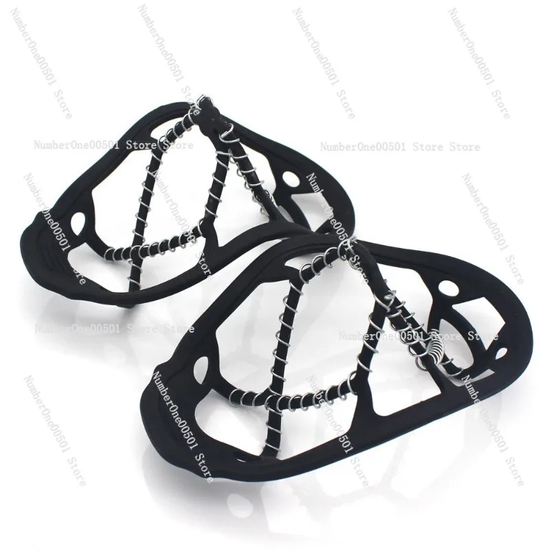 Cubrecalzado Antideslizante para Correr al Aire Libre en Hielo y Nieve, Crampones Ligeros de Acero en Espiral, Cadena Antideslizante para Pesca