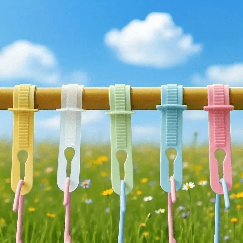 10pcs Colorful Windproof Clothes Hanger Clips - Adjustable Non-Slip Laundry Clips for Drying Clothes, Towels, Safe Drying Rack