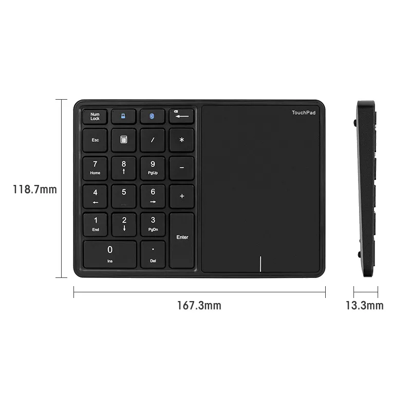 Dual Mode Pocket Numeric Keyboard Bluetooth 2.4G Touchpad Type-C Rechargeable Keypad For Financial Accounting Business Office