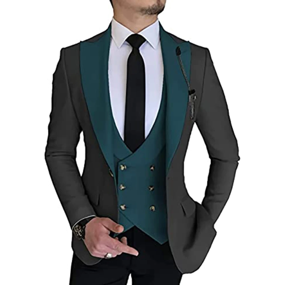 

Tailor Made Groom Wear Party Wedding and Business Prom Slim Fit Peak Lapel Suit 3 Piece (Jacket Vest Pants) Costume Homme