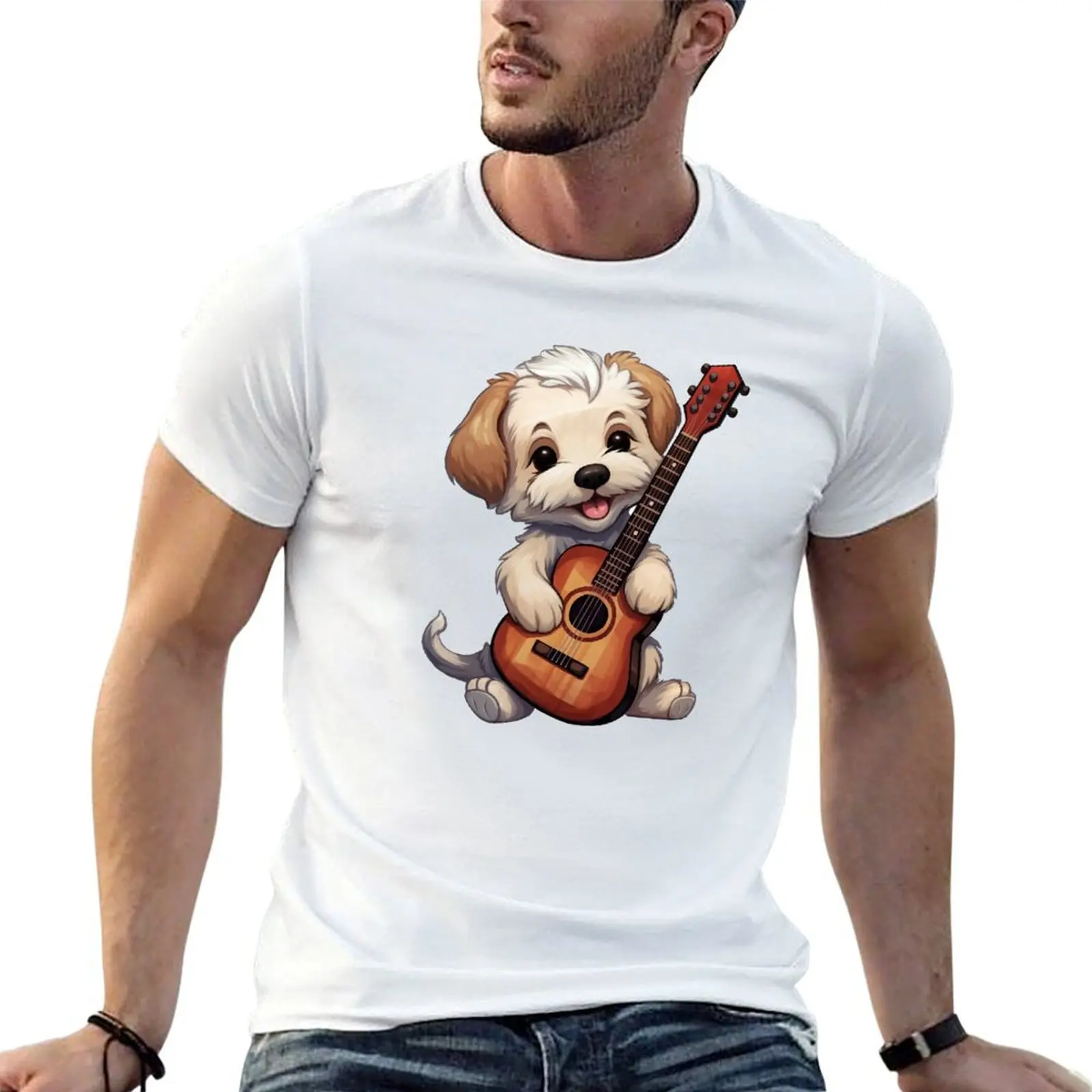 

Dog With Guitar T-Shirt mens graphic t shirts t shirt personalised T-Shirt