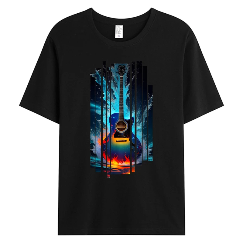 

Just Shred Men T Shirts Guitar Music Ocean Graphic Tees Mens 100% Cotton Tops Summer Oversized T-Shirt S-5XL Wholesale
