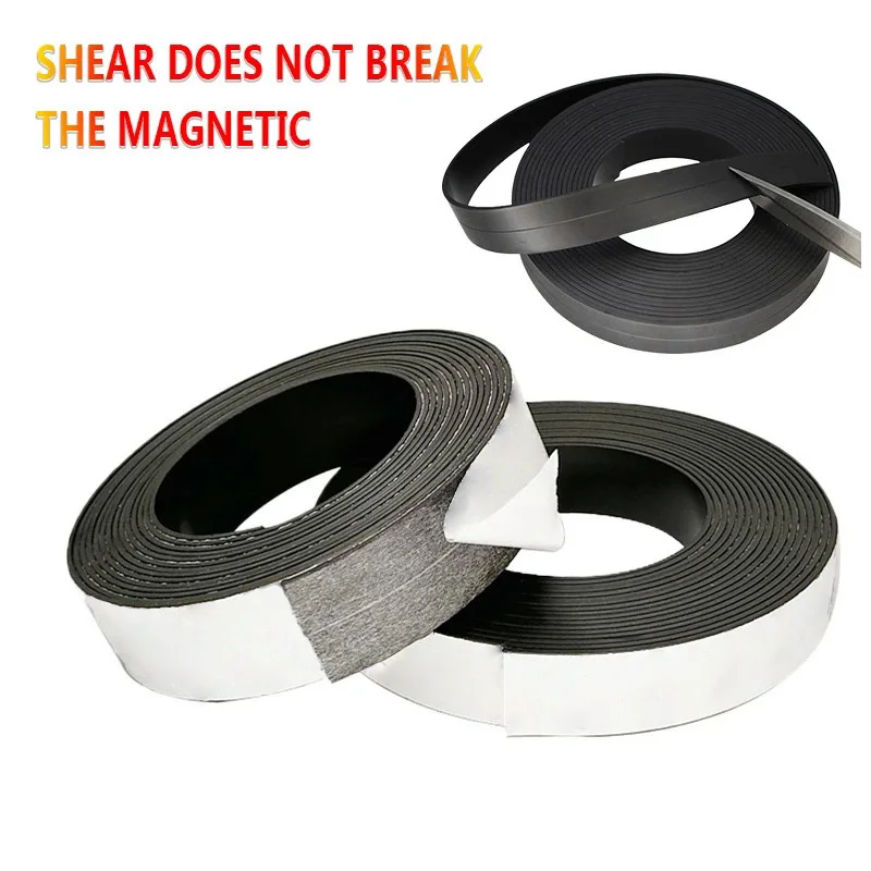 1M/lot Rubber Magnet 10*1.5 20*1.5 30*1.5 Mm Self Adhesive Flexible Magnetic Strip Rubber Magnet Tape Width 39.37inch