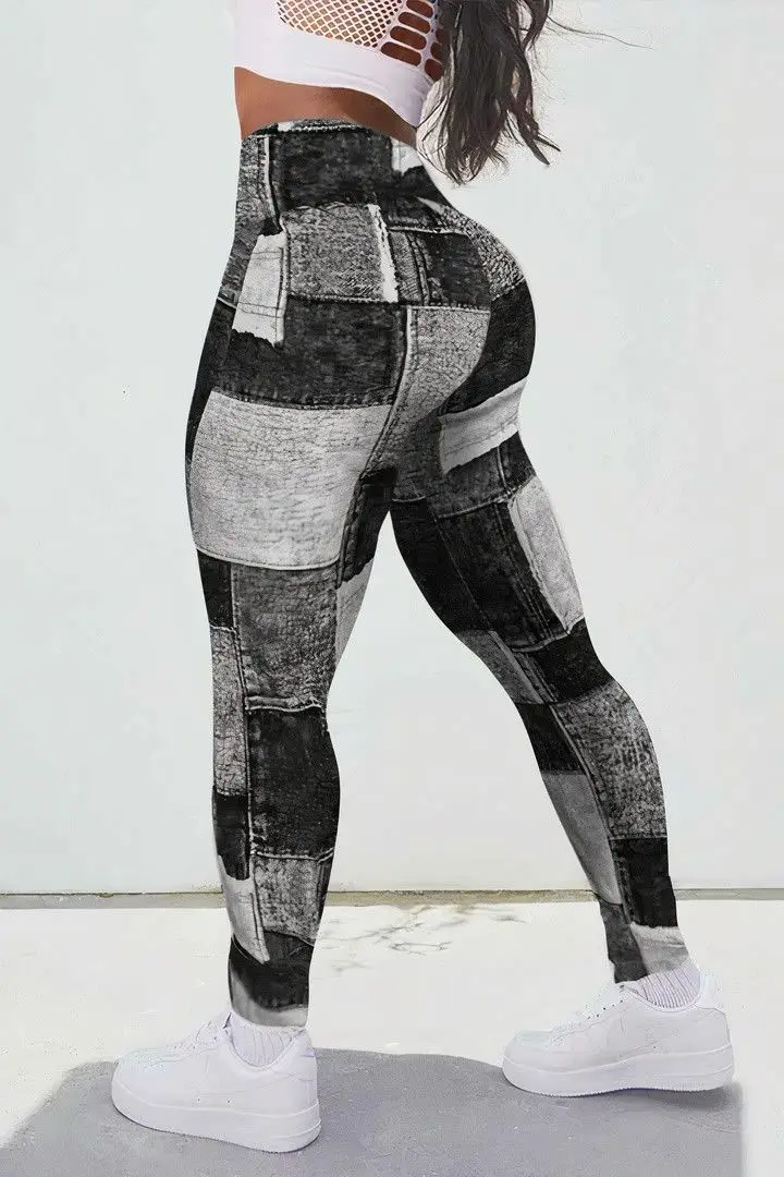 Mallas deportivas de vaquero para mujer, pantalones de Yoga con estampado 3D, sin costuras, Sexy