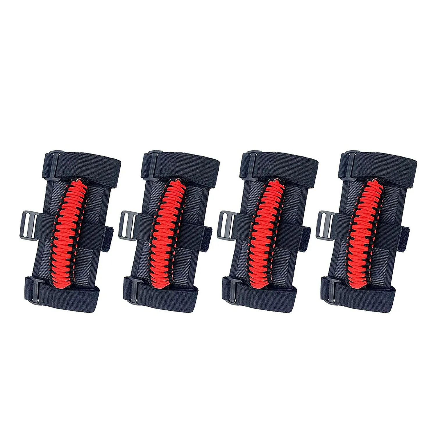 

4Pcs/Pack Roll Bar Paracord Grab Handles Grip Handles for Jeep Wrangler JK TJ JL CJ YJ 1985-2021 JT UTV ATV (Red)