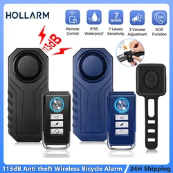 Holharm-Wireless Bicicleta Alarme, Controle Remoto, Scooter Elétrico, Bicicleta Anti-Roubo Alarme, Motocicleta Detector, Sistema de Segurança, 113dB