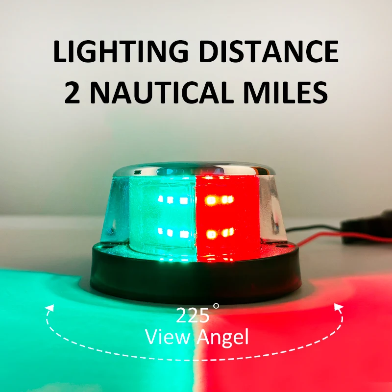 12V LED Marine Navigation Light Two Red Green White Bow Light Waterproof IP67 Boat Signal Light for Yacht Fishing Boat