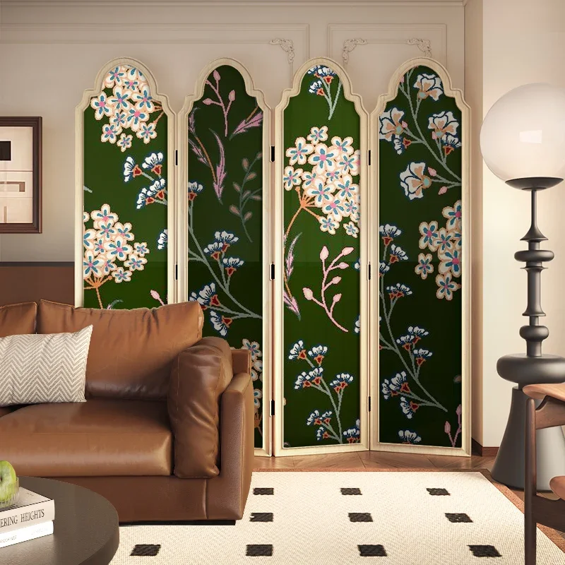 

Solid Wood Folding Screen Home Partition Living Room Bedroom Entrance Blocking Home Decoration Flower Folding Screen