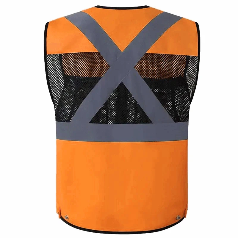 High Visibility Reflective Safety Vest Large Pocket Construction Worker Work Clothes Motorcycle Reflective Cycling Clothes