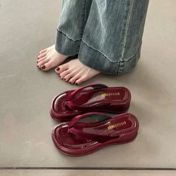 Comemore New Summer Clip Toe Women Slippers Fashion Elegant Thick Bottom Slides Shoes Ladies Outdoor Wedges Sandalias Flip Flop
