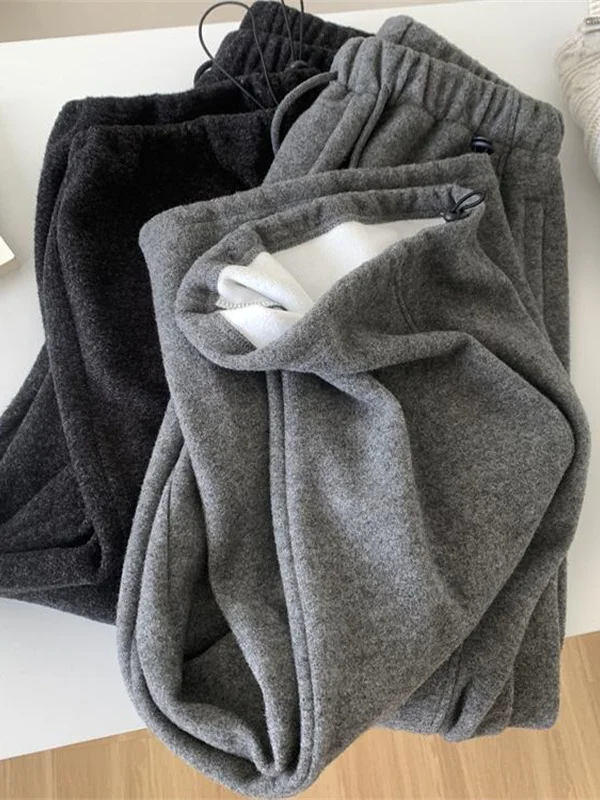 

Женские брюки прямого кроя с высокой талией, корейские повседневные брюки на флисовой подкладке, теплые и удобные зимние брюки двойного назначения