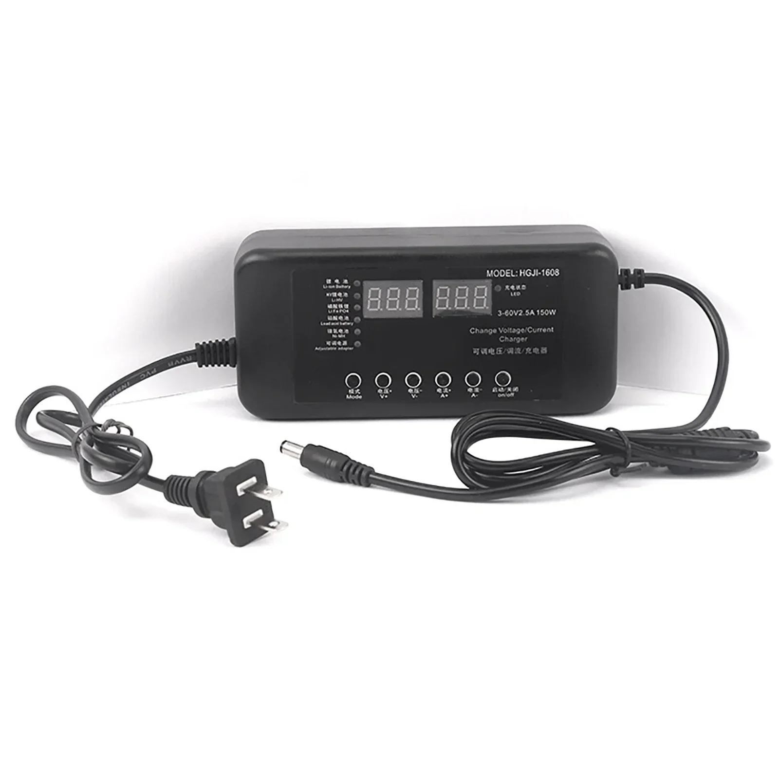 

150W Lithium / Li-ion Phosphate / Lead Acid Battery E-Vehicle Power Adapter Charger With Display Screen 3V-60V Adjustable