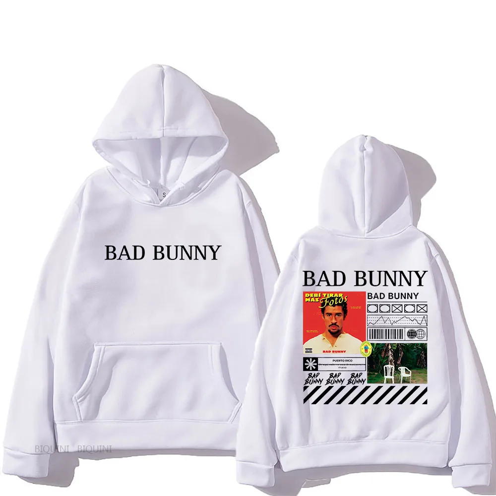 DeBí TiRAR MáS FOToS Hooded DtMF Bad Bunny Men Fleece Sweatshirt Graphic Printing Hip Hop Clothes Clothes Grunge Punk Pullovers