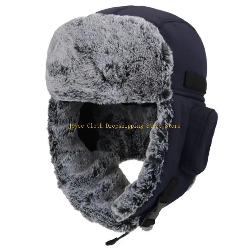 

Adult Winter Warm Trapper Hat Windproof Plush Lining Russian Earflap Cap 10CD