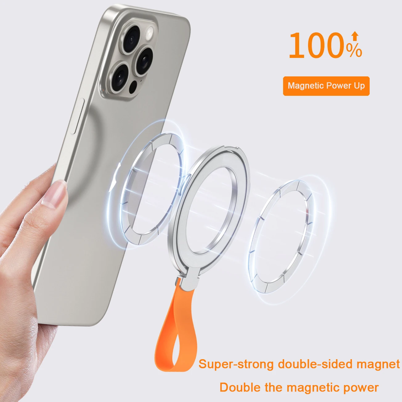 Anneau de support de téléphone magnétique pour iPhone, réglable à 360 °, pour touristes