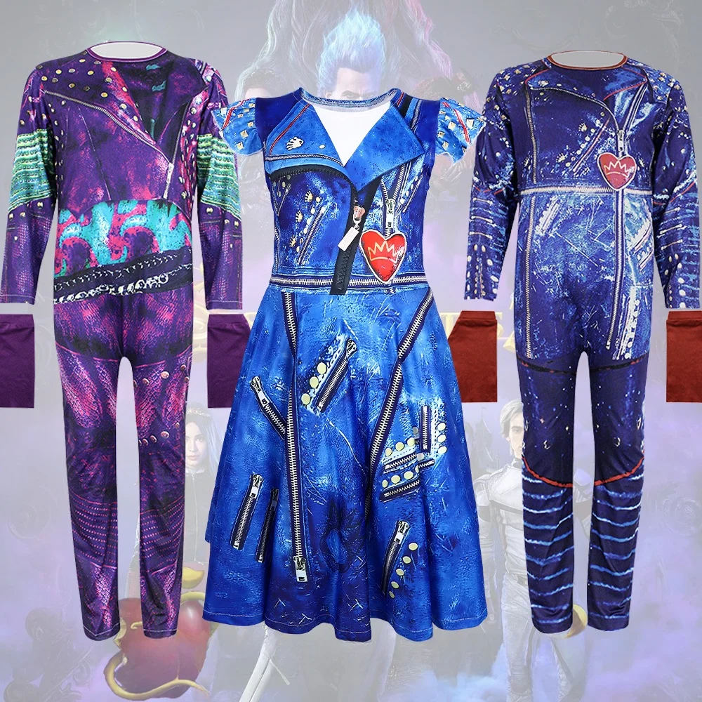 

Детский цельный облегающий костюм, сценический костюм на Хэллоуин, Descendants3, костюм для косплея, лето 2025, женская мода