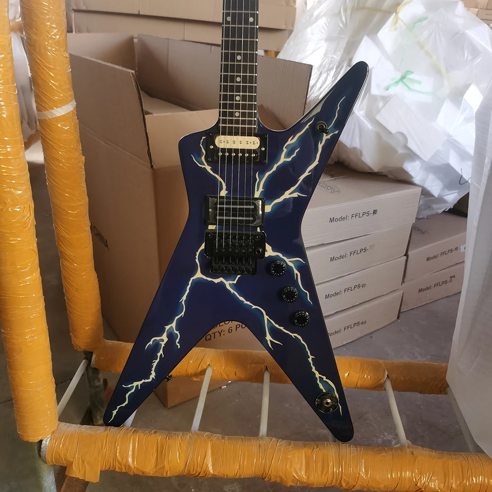 OEM electric guitar WA SHBURN D IME, Floyd Rose tremolo, lightning inlay, blue front face, in stock，Fast delivery