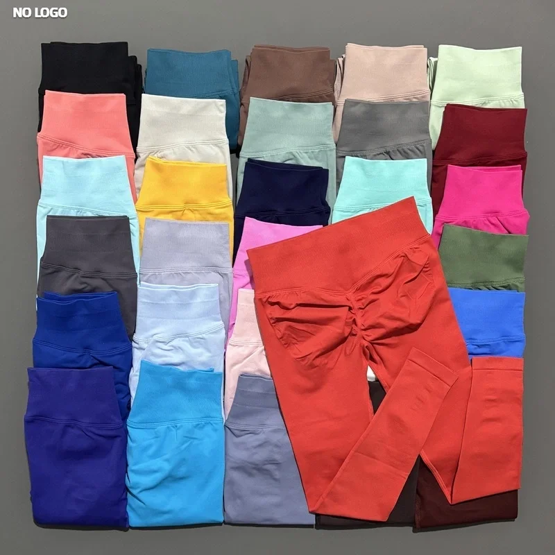 

No Logo Women Sports Leggings High Elasticity Shorts Butt Lifting Yoga Pant Seamless Tummy Control Fitness Workout Leggings