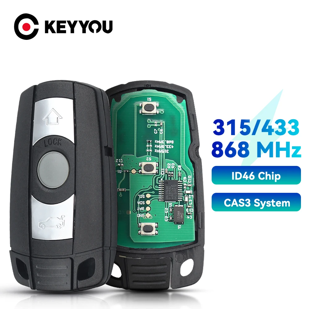 

KEYYOU Car Remote Smart Key 315Mhz /433/ 868MHz for BMW 1 3 5 7 Series CAS3 X1 X5 X6 Z4 Car Keyless Control Transmitter Chip