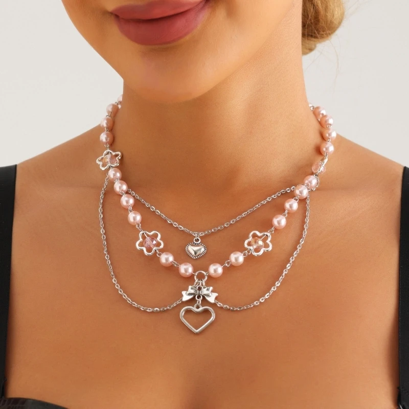 Fashionable Layered Beaded Necklace Delicate Choker Butterfly Party Chain Necklaces Elegant Jewelry Gift for Women image 4