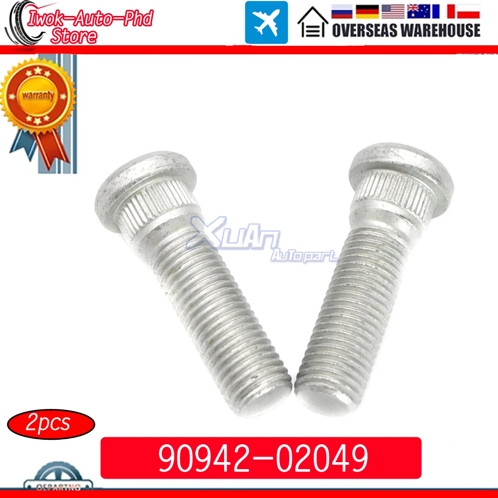 2 pcs Wheel Lug Stud Hub Bolt 90942-02049 for Toyota Corolla Camry Tacoma Tundra 4Runner Scion tC Lexus ES250 GX460 GX470