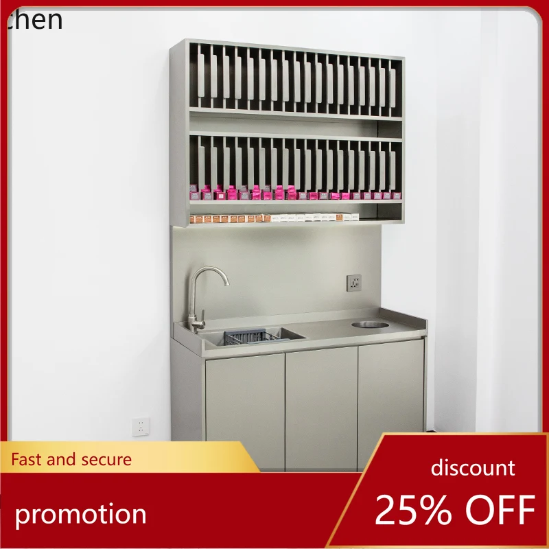 

ZML Stainless Steel Dye Rack with Wash Basin Integrated Hair Salon Dye Rack Storage Cabinet