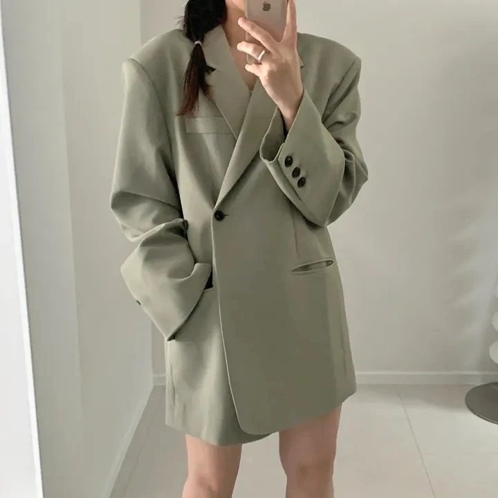 MiiiiX Korean Vent Design Irregular Single Button Suit Jacket Women Blazers Casual Simple Loose Outerwear Autumn Female Clothes