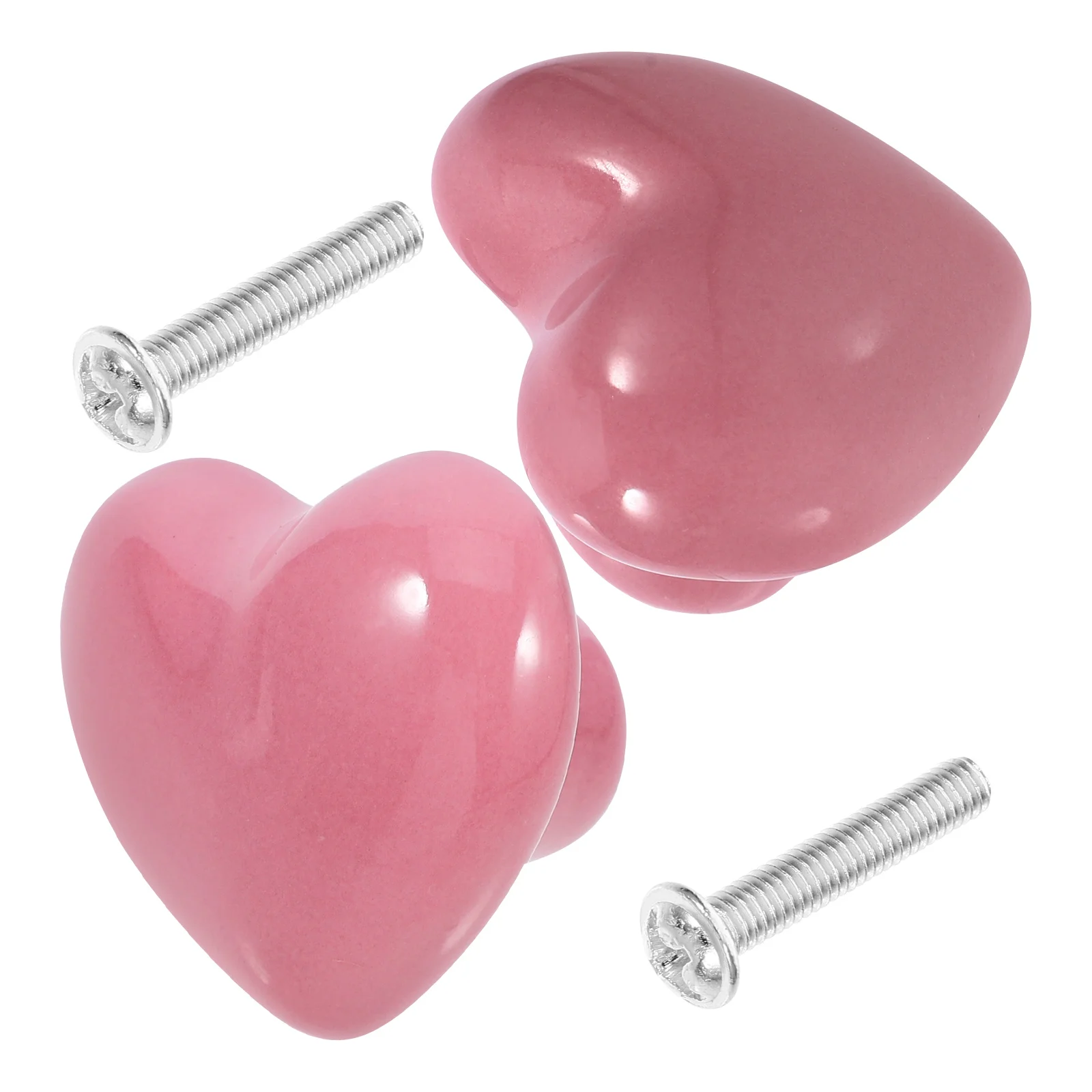 2 Ceramic Heart Shaped Drawer Knobs Small for Wardrobes Cabinets Dressers Kitchen Furniture Single Hole