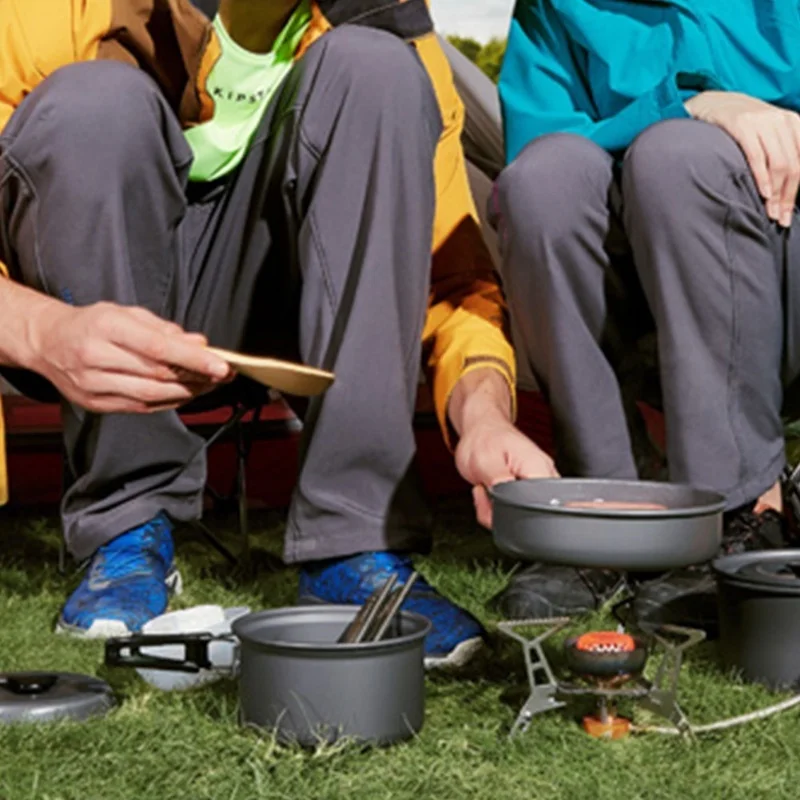 

1-2 People Outdoors Portable Folding Pan Aluminum Alloy Cookware Picnic Hiking Camping Pot