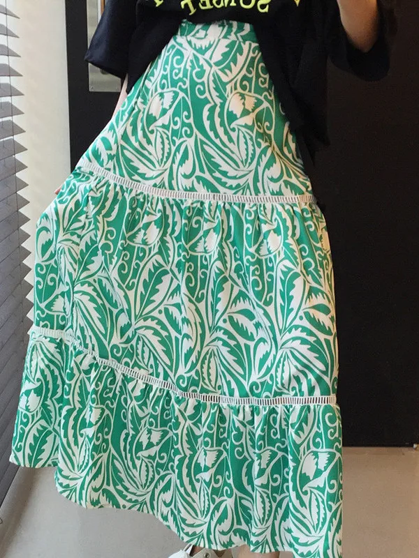 

Модная ретро-юбка макси для женщин, весна 2026, новая коллекция, элегантная, универсальная, с широким подолом, стройнящая, длиной в пол