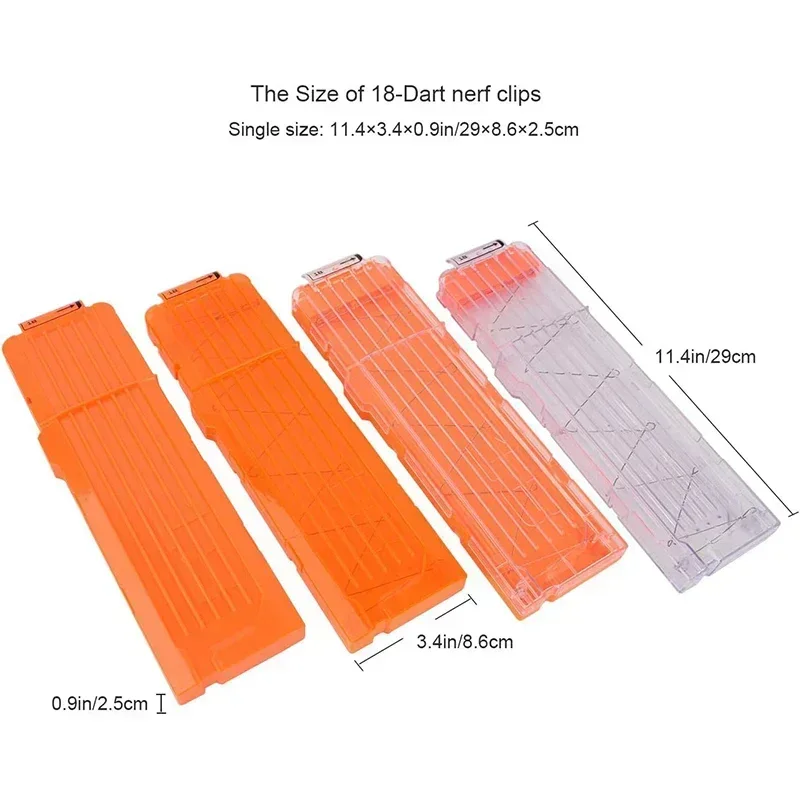 1/4PCS Soft Bullet Clips 18-Darts Quick Reload Clips Magazine Clips for Nerf Toy Dart Gun (Transparent White)