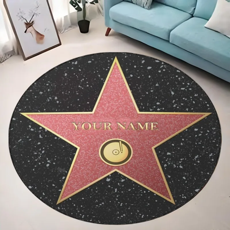 Five-pointed Star Circular Rugs Avenue of Stars Plush Non-slip Washable Carpet Living Room Sofa Decoration Yoga Mat Carpet