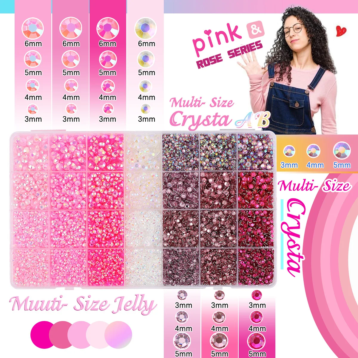 10box/pack AB Color Jelly Resin Flat Back Rhinestones Set 3/4/5/6mm DIY Clothing & Nail Art Decor Kit Tool