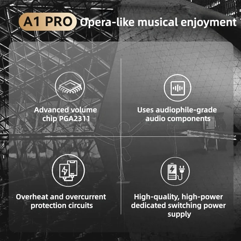 A1pro Gallium Nitride Power Amplifier PGA2311 RCA 160Wx2 Stereo 400W Mono Volume Control XLR 109dB SNR High-Fidelity Performance